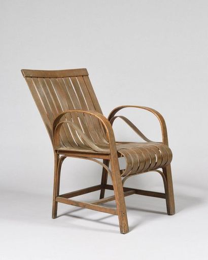 WORK SCANDINAVE Varnished ashwood armchair...
