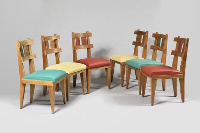 WORK OF THE 1960's Suite of six moulded cherrywood...