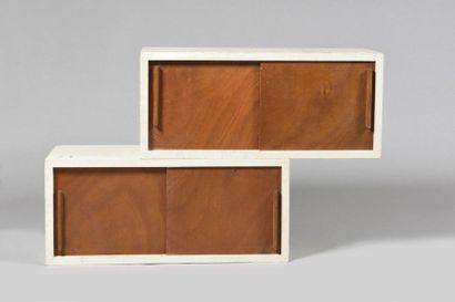 WORK OF THE 1960S Pair of white pine plywood...