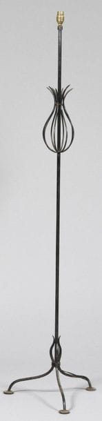 WORK OF THE 1950's Tripod floor lamp in black...