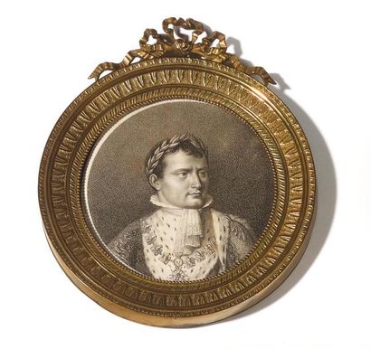 Two black and white medallions. 