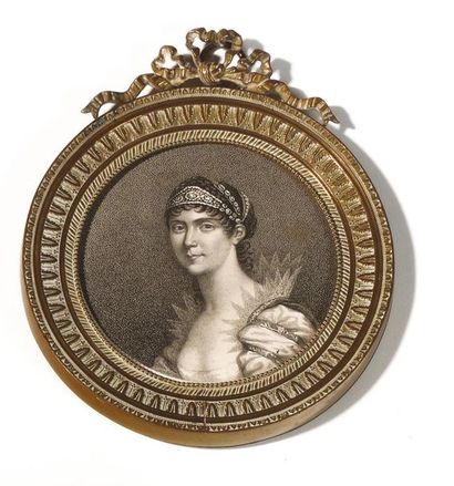 Two black and white medallions. 