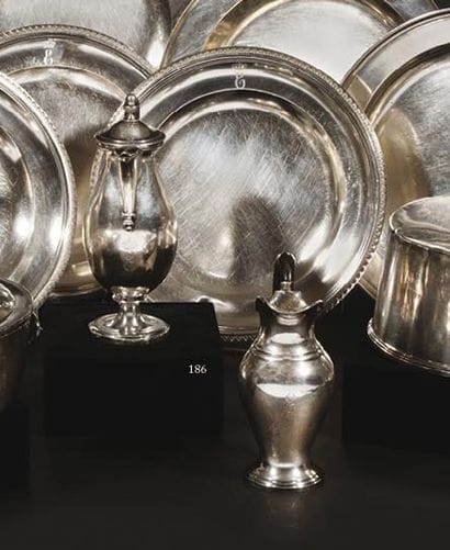 EUGEN PRINCE a) Covered coffee pot, acorn...
