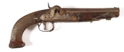 Flintlock pistol, transformed to percussion,...