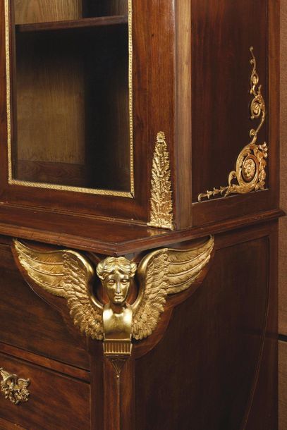 Large scriban cabinet in mahogany veneer,...