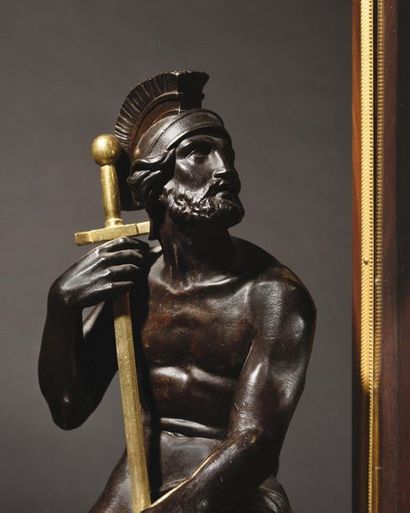 Rare regulator in mahogany veneer and gilded...