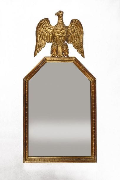 Mirror in gilded wood, rectangular in shape,...