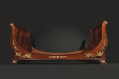 Ship's bed with upside-down bedside tables,...