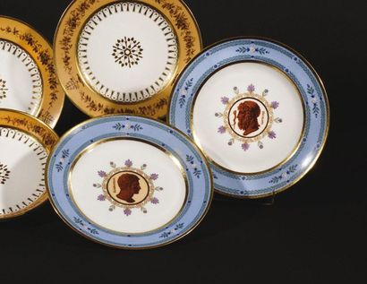 Sèvres Two porcelain plates decorated in...