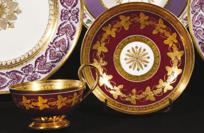 Sèvres Tea cup and saucer in porcelain with...