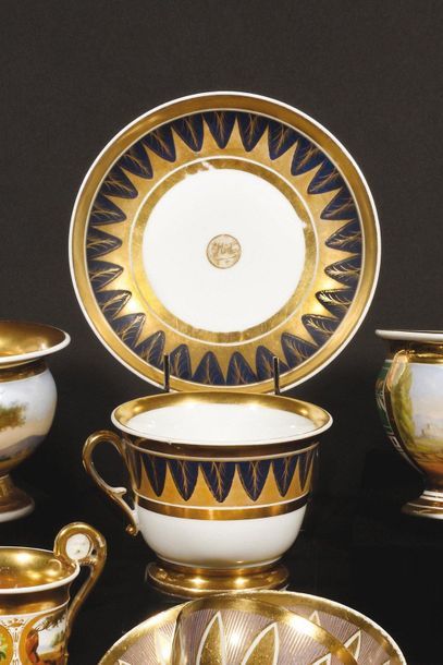 Paris Chocolate cup and saucer in porcelain...