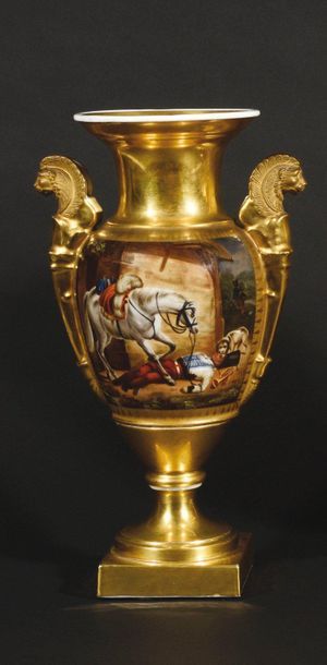 aris Pair of baluster-shaped porcelain vases...