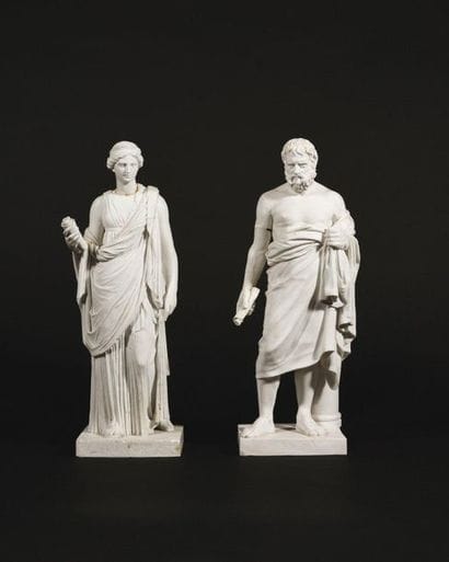 Sèvres Two figures in hard porcelain bisque...