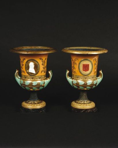 Berlin Pair of crater-shaped porcelain vases...