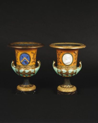Berlin Pair of crater-shaped porcelain vases...