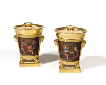 PARIS Pair of angel-headed flower girls on...