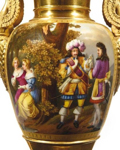 PARIS Pair of baluster-shaped vases resting...
