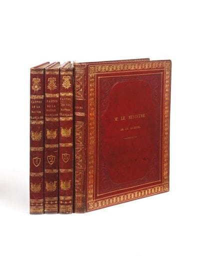 MINISTERE DE LA GUERRE Red morocco binding...