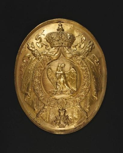 Notary's eagle plaque on large coat. Gilded...