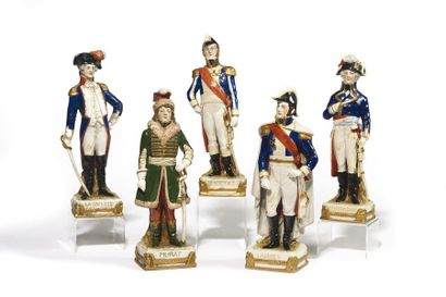 Set of 5 polychrome porcelain figurines:...