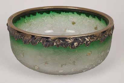 DAUM NANCY Glass bowl in frosted, enamelled...