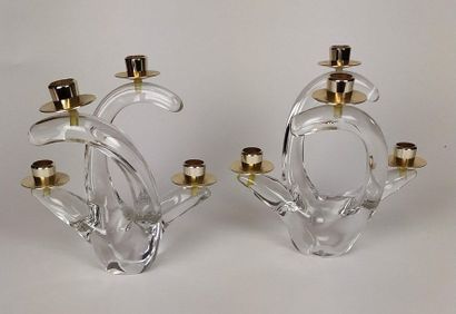 SCHNEIDER, France Pair of crystal candelabra...