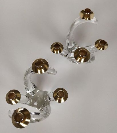 SCHNEIDER, France Pair of crystal candelabra...