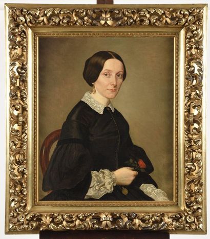 XIXth century FOREIGN SCHOOL Portraits of...