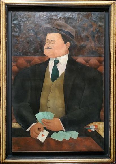 Claude LEPAPE (1913-1994) Le joueur de cartes...