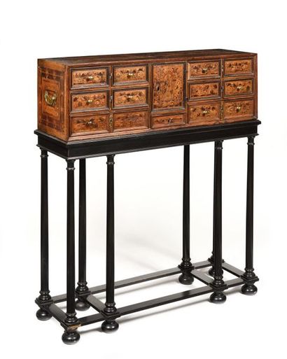 CABINET en marqueterie de bois indigènes...