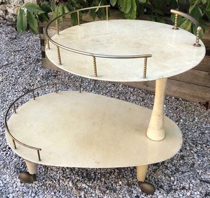 LIVING ROOM TABLE in eggshell lacquered wood...