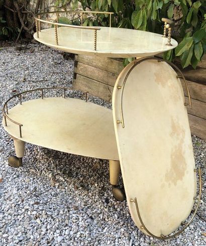 LIVING ROOM TABLE in eggshell lacquered wood...