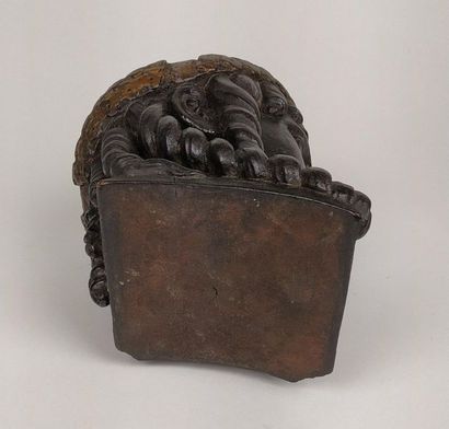 ATHENIAN HEAD in blackened and gilded wood....
