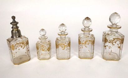 BACCARAT Crystal and gold toiletry set comprising...
