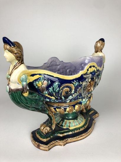 GARDEN in polychrome ceramic with enamelled...