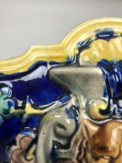GARDEN in polychrome ceramic with enamelled...
