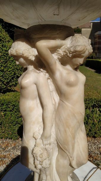 GROUP in alabaster carved with decoration...