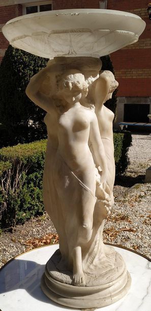 GROUP in alabaster carved with decoration...