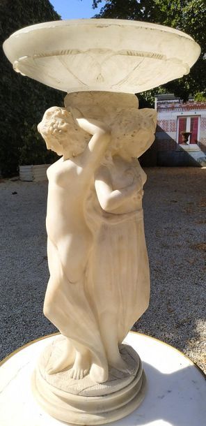 GROUP in alabaster carved with decoration...