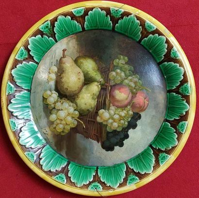 Pair of large hollow dishes in glazed and...