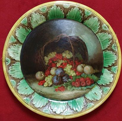 Pair of large hollow dishes in glazed and...