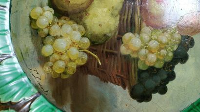Pair of large hollow dishes in glazed and...