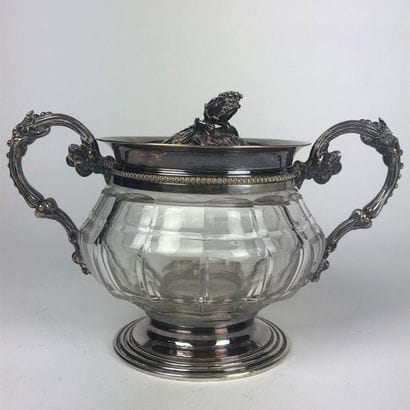 CHRISTOFLE Sugar bowl covered in crystal,...