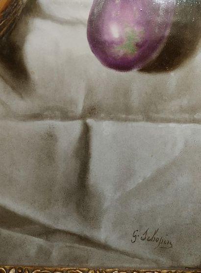 Georges SCHOPIN (XIXth) Still life with melons,...