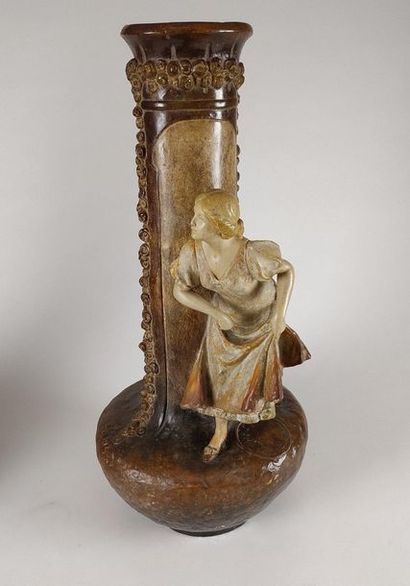 GOLDSCHEIDER Pair of large varnished terracotta...