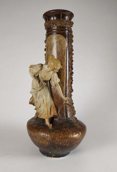 GOLDSCHEIDER Pair of large varnished terracotta...