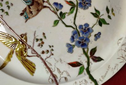 PAIR OF LARGE Dishes in enamelled porcelain...