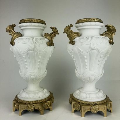 SEVRES (in the taste of) Pair of enamelled...