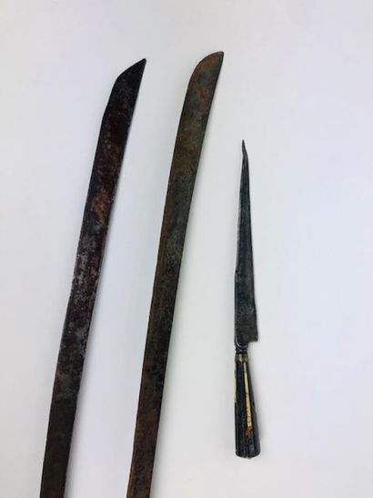 PAIR OF SABRES with copper handles and DAGGER...