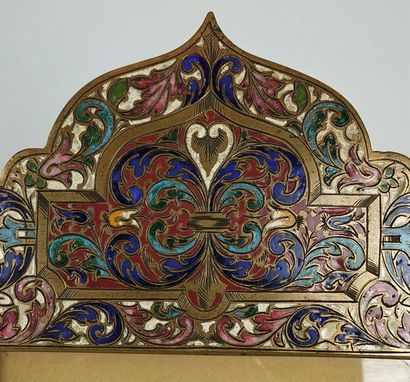 FRAME in bronze and cloisonné enamels with...